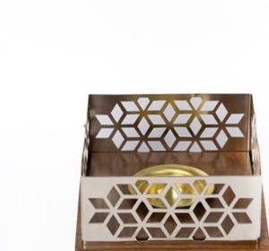 Quemador de incienso de lujo de madera y metal con diseño geométrico, quemador árabe de bakhoor y oud para decoración del hogar y regalos, uso en interiores. - Product Image 4
