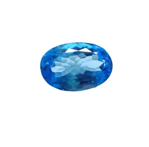 Овальная форма, высокое качество, свободный драгоценный камень 9,9 Cts, натуральный Швейцарский синий топаз, граненый кристалл, камень для изготовления ювелирных изделий