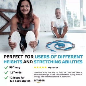 Correa elástica de nailon personalizada para entrenamiento y fisioterapia Cinturón de estiramiento de ejercicio de yoga al por mayor con bucles personalizados. - Product Image 2