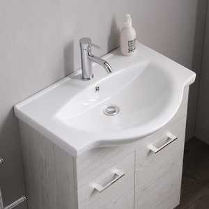 Mueble de Baño Ravenna de 65 cm con Lavabo de Cerámica y Patas Cromadas, Elegante Conjunto en Roble Blanco - Product Image 2