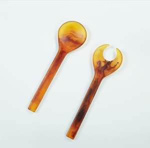 Serveurs à salade de grande taille approuvés par CUSTOM, cuillère en résine moderne mate brillante à motif en spirale, plaquée argent, manche long, durable, prix d'usine, OEM - Product Image 6