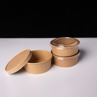 Conteneur alimentaire jetable biodégradable écologique, boîte ronde en kraft pour emporter avec couvercle, logo personnalisé OEM, vente en gros de boîtes alimentaires