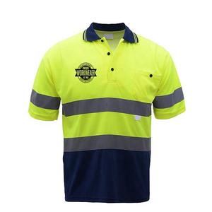 Polo de seguridad reflectante de alta visibilidad, camisas de trabajo de construcción con cuello levantado de bolsillo, OEM, hechas a medida - Product Image 2