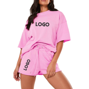 ชุดกางเกงขาสั้น2ชิ้นสำหรับผู้หญิงชุดสั้น2024ผู้หญิงโลโก้ยุโรปและอเมริกาชุด2ชิ้นออกแบบโลโก้ได้ตามต้องการ - Product Image 1