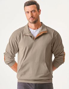 Pull à capuche décontracté en velours côtelé à manches longues pour hommes, col montant avec bouton brodé et poches pour l'automne - Product Image 6