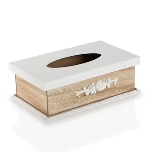 Porte-boîte à mouchoirs en bois, distributeur de serviettes décoratif avec motif floral sculpté pour la maison, le bureau, l'hôtel, le salon, la chambre à coucher - Product Image 1
