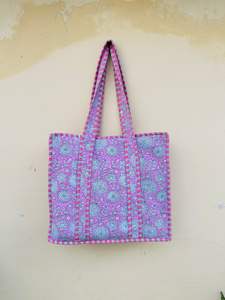 Handmade 100% Cotton Women's <b>Vintage</b> <b>Tote</b> <b>Bag</b> Floral Printed Trendy Fashionable Shoulder <b>Bag</b> Zipper Closure Spring Year-Round - Product Image 3