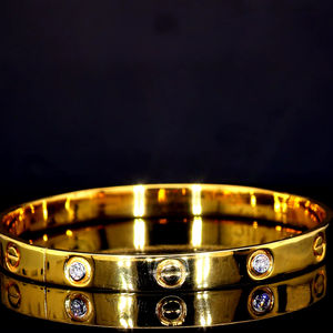 Luxury 18K Yellow <b>Gold</b> Rose <b>Gold</b> White <b>Gold</b> Screw Motif Natural Diamond <b>Bangle</b> Bracelet for <b>Men</b> Women for Engagement Special IGI - Product Image 4