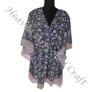 Nueva llegada 2024 indio bloque de mano estampado Kaftan Robe KFCS187 vestido de verano Kimono vacaciones vestido holgado ropa de mujer - Product Image 6