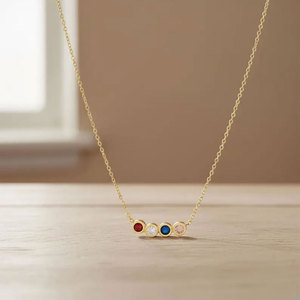 Collar de Lujo Chapado en Oro con Piedras Preciosas Multicolor y Cadena de Eslabones, Joyería Hecha a Mano para Mujer - Regalo de Boda o Compromiso - Product Image 3