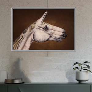 ผ้าใบพิมพ์ลายม้าเหนือจริง - งานศิลปะตกแต่งผนังแบบนามธรรมสมัยใหม่,1P:กรอบสีขาว - Product Image 1