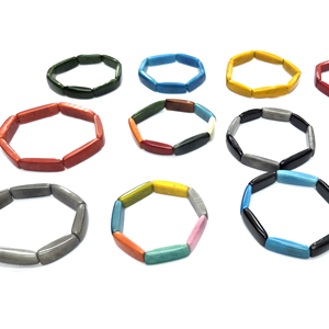 Handmade Tagua <b>Beaded</b> <b>Bracelet</b> Eco-Friendly Fashion Artisan Jewelry with Vegetable Ivory Shapes in Vibrant Colors - Product Image 1