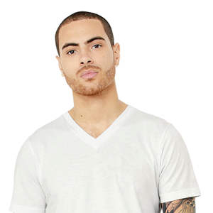 T-shirt en jersey à col en V unisexe-Blanc vintage, 100% coton Airlume, 4.2 oz - Product Image 4