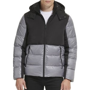 Factory Direct Men's Puffer Jackets High Street Style Hooded Canvas Front Logo Cheap Wholesale Price Puffer Jacket For Men - Product Image 1