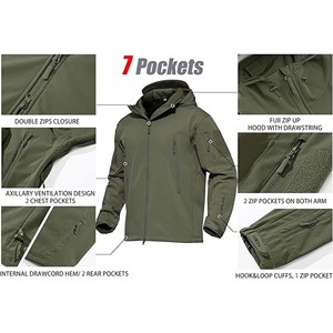Nueva chaqueta de concha suave a la moda hecha a medida para hombre, cortavientos, impermeable, caliente, logotipo personalizado, cálida chaqueta Softshell para hombre - Product Image 6