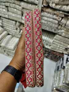Custom made in <b>stone</b> work embroidered laces in 1 inch width in several <b>colours</b> for dresses and suits and for reselling purposes - Product Image 6