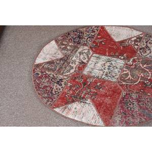Traditional <b>Red</b> <b>Red</b> Patchwork <b>Wool</b> Rug 33x33ft Boho Style Latex Backed 10mm Abstract for Entryway Bedside 9x12 Rectangle Hallway - Product Image 2