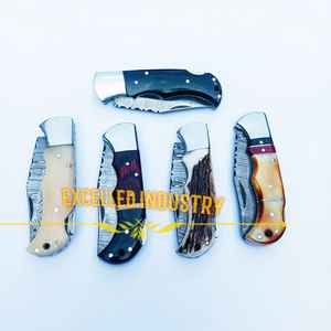 Back Lock Folding <b>Knife</b> Custom Damascus Steel Collectibles Pocket <b>Knives</b> With Burnt <b>Bone</b> <b>Handle</b> Reasonable Price Outdoor <b>Knife</b> - Product Image 6