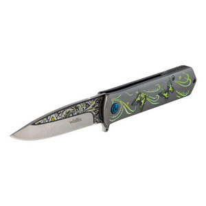 Coltello a serramanico Wallis K900785 con manico in acciaio Damasco e clip a farfalla - Product Image 3