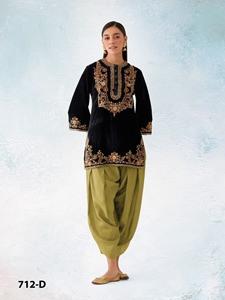 Costume en velours de qualité supérieure pour femme avec travail de séquence de broderie Travail de fil de 3mm Parfait pour les fêtes et les occasions spéciales - Product Image 2