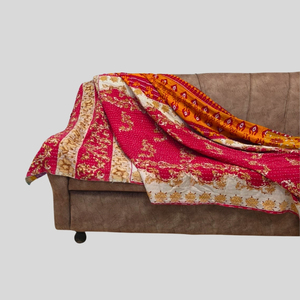 Vintage Cotton <b>Kantha</b> Quilt from India with Multiple Fabric Layers and Stitch Patterns - Product Image 1