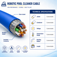 DERUL DERUL-PCC Cable de cobre impermeable para robot limpiador de piscinas, 3/4 núcleos |   Chaqueta de TPU Resistente al Cloro y a los Rayos UV |   PE sin Enredos