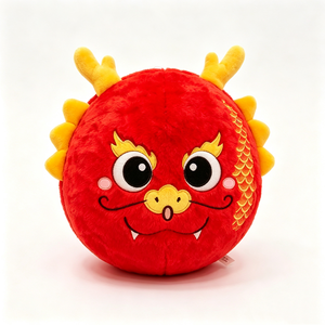 Peluche de dragón personalizado, peluche de dragón chino, peluche de dragón rojo, peluche de dragón del zodiaco, almohada redonda de peluche de dragón - Product Image 3