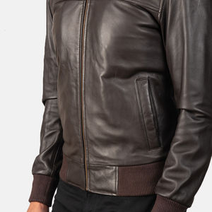 Chaquetas Bomber de cuero para hombre, chaqueta cálida de Material de alta calidad para hombre para uso en invierno, chaqueta de hombre de talla de Color con logotipo personalizado - Product Image 3