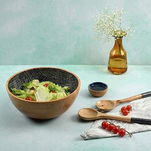 Bols de service intemporels en bois naturel artisanal pour mettre en valeur de délicieux repas et des accents décoratifs - Product Image 5