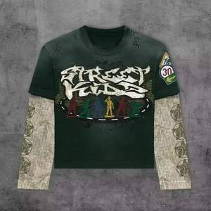 เสื้อยืดผ้าฝ้ายพิมพ์ลาย DTF แขนยาวสำหรับผู้ชายเสื้อโอเวอร์ไซส์ระบายอากาศได้ดีผ้าฝ้าย100% - Product Image 3