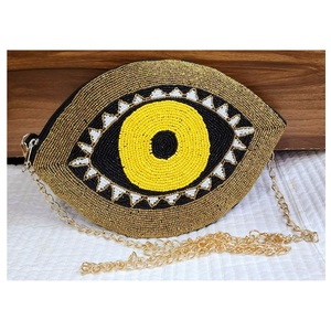 Bolso de mano de viaje de noche con cuentas hecho a mano de diseñador de estilo bohemio indio para mujer - Product Image 5