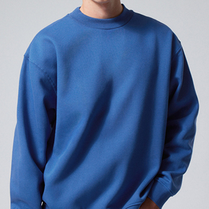 Venta al por mayor de alta calidad de peso pesado de algodón Sudadera de cuello redondo para los hombres de talla grande logotipo personalizado de color sólido de lana para el invierno - Product Image 6