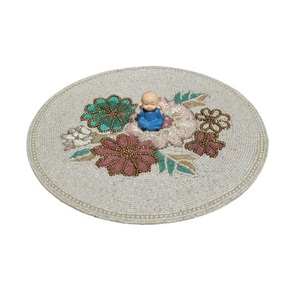 Best seller good handmade beads <b>placemats</b> set of 6 table decor <b>beaded</b> <b>placemats</b> round shape custom <b>placemat</b> Indian style - Product Image 3