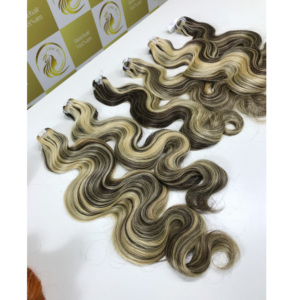 Extensiones de cabello humano natural ondulado de 2 tonos ondulado rizado de gran calidad, producto caliente vietnamita, extensiones de cabello humano crudo Natural - Product Image 1