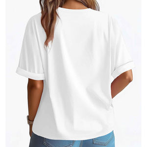 2025 Nueva camiseta de moda para mujer, logotipo impreso personalizado, algodón transpirable para fiestas, ajuste holgado, cremallera ecológica para verano - Product Image 5
