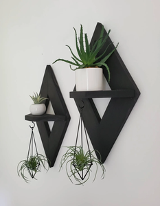 Juego de dos estantes de madera rústica para colgar en la pared, estantes minimalistas para plantas para macetas, accesorios de decoración del hogar - Product Image 4