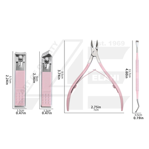 SET 4 coupe-cuticules incurvés en acier inoxydable poussoir dissolvant pinces coupe-ongles pédicure manucure outils ongle ongle - Product Image 2