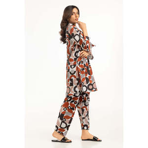 Conjunto Casual de Dos Piezas para Mujer, Blusa y Pantalones Cortos, Estampado Jacquard de Viscosa Blanca, Primavera/Verano, Talla XXS - Product Image 4