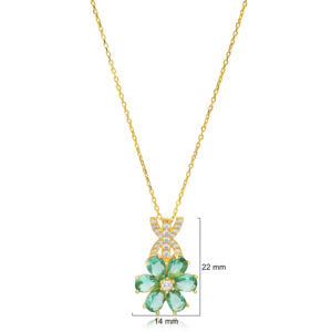 Fleur Design Poire Forme Paraiba CZ Pierre Charme Collier Artisanat Turc 925 Bijoux En Argent - Product Image 3