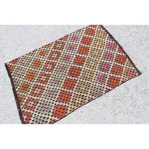 Alfombra de 2.7x3.8 pies, Alfombra Turca Vintage, Alfombra de Lana Kilim Marrón - Product Image 2