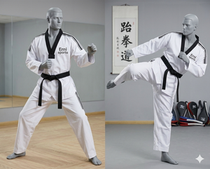 ชุดยูนิฟอร์มเทควันโดปักลายเข็มขัดสีดำสำหรับผู้ชายผู้หญิง ชุดฝึกสอนระดับมืออาชีพ เสื้อ กางเกง ชุดเซ็ต - Product Image 2