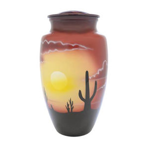 Puesta de sol en el Heartland Urnas de imagen de metal pintadas a mano Suministros funerarios conmemorativos Amados Urnas de cremación de entierro - Product Image 4