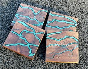 Sous-verres en bois faits à la main en résine époxy personnalisable de haute qualité pour la maison - Product Image 5