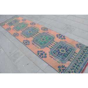 Turkish <b>Rug</b>, <b>Runner</b> 2.9x11 ft <b>Rug</b>, Orange Moroccan <b>Rug</b> - Product Image 2
