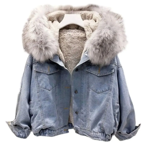 Gran oferta, chaqueta vaquera corta Vintage para mujer, con cuentas, perla, suelta, fina para Otoño Invierno, desgastada, de talla grande con decoración de botones - Product Image 4