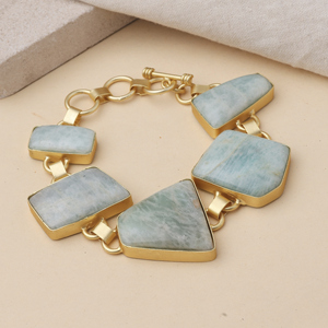 Bracelet de luxe plaqué or Amazonite - Product Image 1
