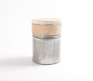 Low MOQ Factory Price Handmade Galvanized Iron Jar <b>With</b> Wooden <b>Lid</b> <b>Storage</b> <b>Box</b> Manufacturer Wholesaler - Product Image 1
