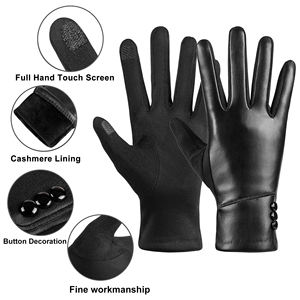 Gants en cuir d'hiver chauds à écran tactile de style uni doux avec logo personnalisé pour fabricants, pour usage quotidien, gants tendance - Product Image 3