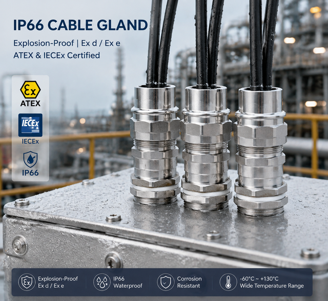 SS316L Reliable Double Seal Explosion-Proof IP66 IP68 High Voltage Armoured Cable Gland M25 for Offshore Oil Drilling Platforms