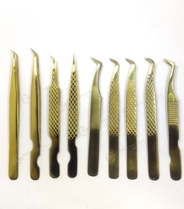 Pinzas para pestañas de acero inoxidable negro de mejor volumen con puntas de fibra de alta calidad de 45/75/90 grados pinzas para pestañas de etiqueta privada - Product Image 5